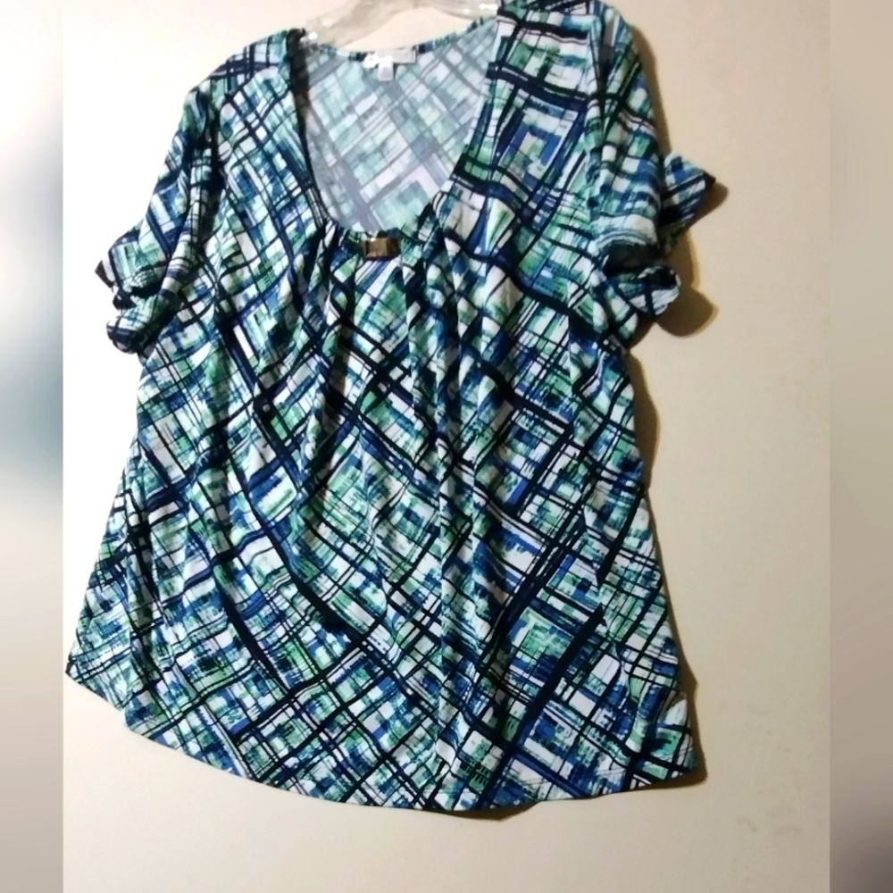 Stylish Blue and Green Women's Top